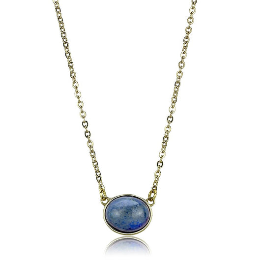TK3287 - IP Gold(Ion Plating) Stainless Steel Necklace with Precious Stone Lapis in Montana-0
