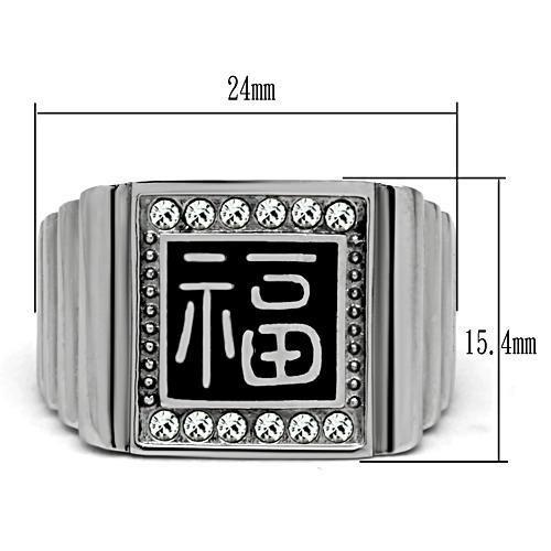 TK329 - High polished (no plating) Stainless Steel Ring with Top Grade Crystal in Clear-1