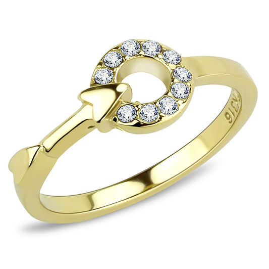 TK3439 - IP Gold(Ion Plating) Stainless Steel Ring with Top Grade Crystal in Clear-0