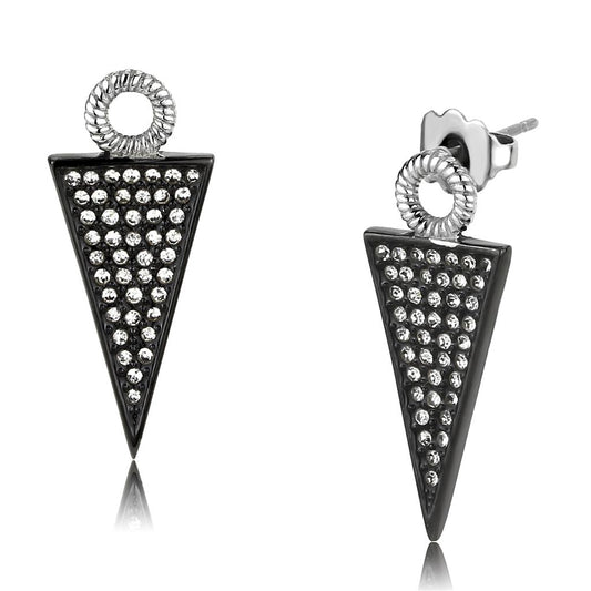 TK3485 - Two-Tone IP Black (Ion Plating) Stainless Steel Earrings with Top Grade Crystal in Clear-0