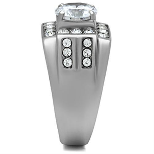 TK348 - High polished (no plating) Stainless Steel Ring with AAA Grade CZ in Clear-3