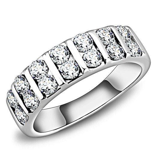 TK3504 - High polished (no plating) Stainless Steel Ring with AAA Grade CZ in Clear-0