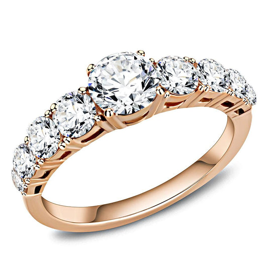 TK3516 - IP Rose Gold(Ion Plating) Stainless Steel Ring with AAA Grade CZ in Clear-0
