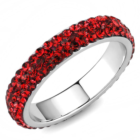 TK3536 - High polished (no plating) Stainless Steel Ring with Top Grade Crystal in Siam-0