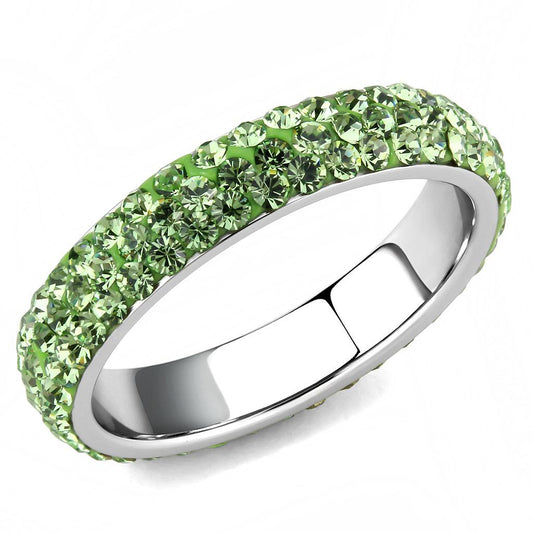 TK3537 - High polished (no plating) Stainless Steel Ring with Top Grade Crystal in Peridot-0