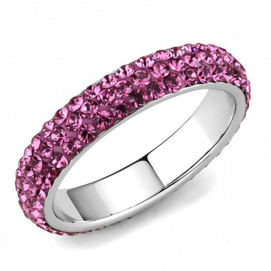 TK3542 - High polished (no plating) Stainless Steel Ring with Top Grade Crystal in Rose-0