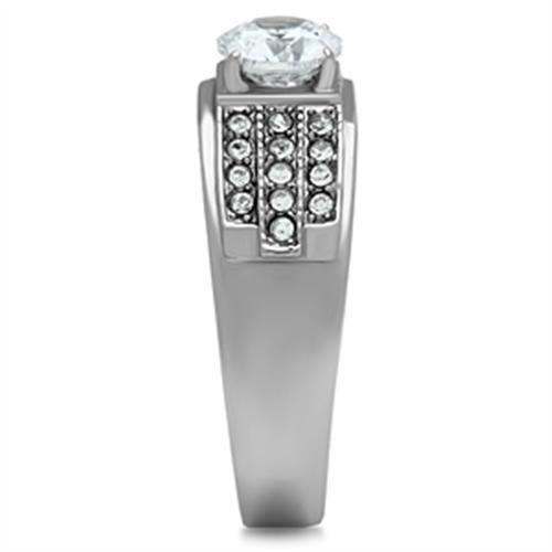 TK354 - High polished (no plating) Stainless Steel Ring with AAA Grade CZ in Clear-3