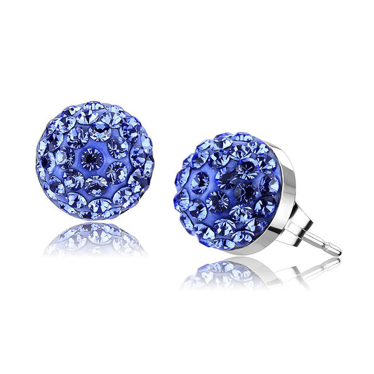 TK3550 - High polished (no plating) Stainless Steel Earrings with Top Grade Crystal in Sapphire-0