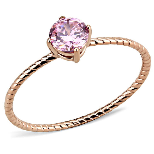 TK3558 - IP Rose Gold(Ion Plating) Stainless Steel Ring with AAA Grade CZ in Rose-0