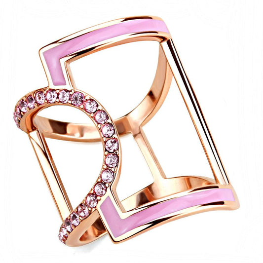 TK3561 - IP Rose Gold(Ion Plating) Stainless Steel Ring with Top Grade Crystal in Light Rose-0