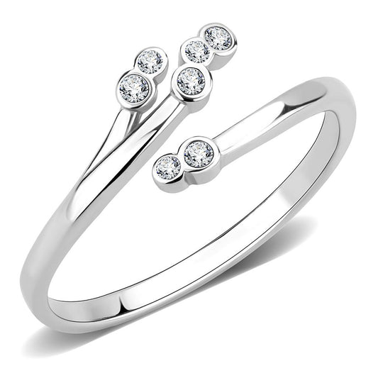 TK3570 - No Plating Stainless Steel Ring with AAA Grade CZ in Clear-0