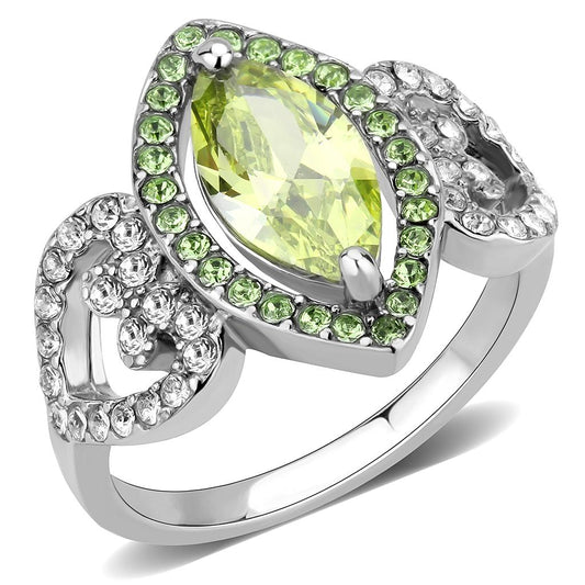 TK3579 - No Plating Stainless Steel Ring with AAA Grade CZ in Apple Green color-0