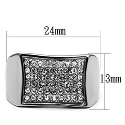 TK357 - High polished (no plating) Stainless Steel Ring with Top Grade Crystal in Clear-1