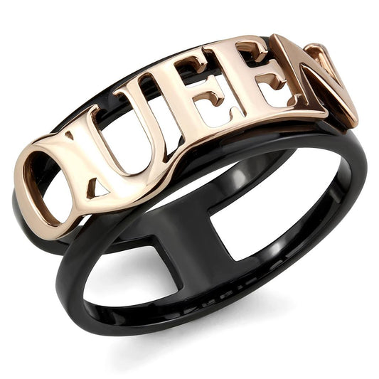 TK3584 - IP Rose Gold+ IP Black (Ion Plating) Stainless Steel Ring with No Stone-0