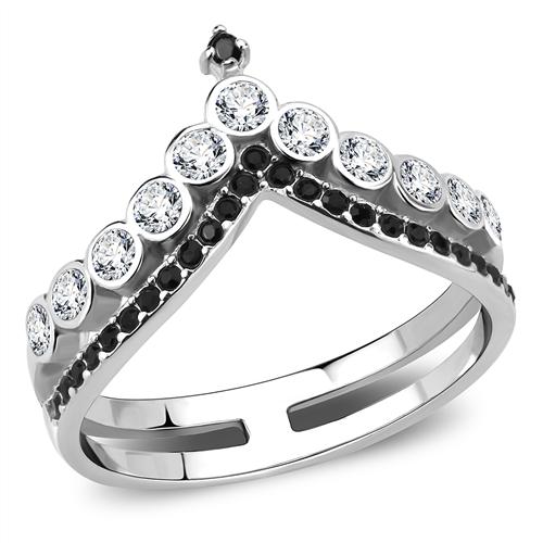 TK3588 - No Plating Stainless Steel Ring with Top Grade Crystal in Clear-0
