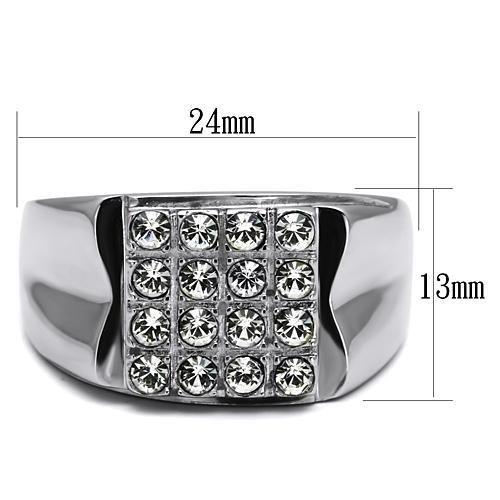 TK359 - High polished (no plating) Stainless Steel Ring with Top Grade Crystal in Clear-1