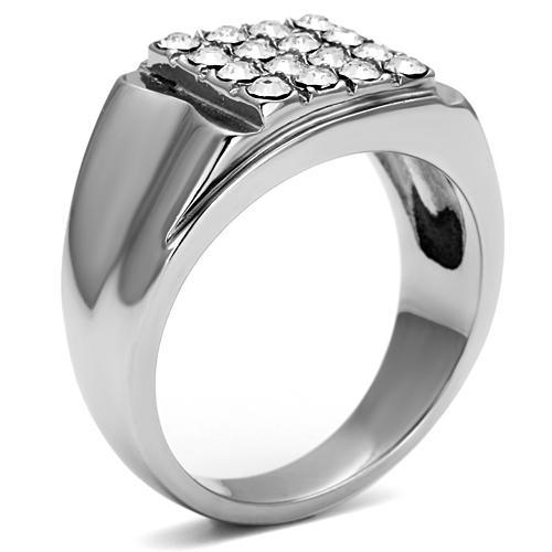 TK359 - High polished (no plating) Stainless Steel Ring with Top Grade Crystal in Clear-2