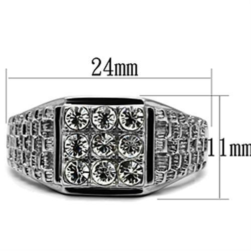 TK361 - High polished (no plating) Stainless Steel Ring with Top Grade Crystal in Clear-1