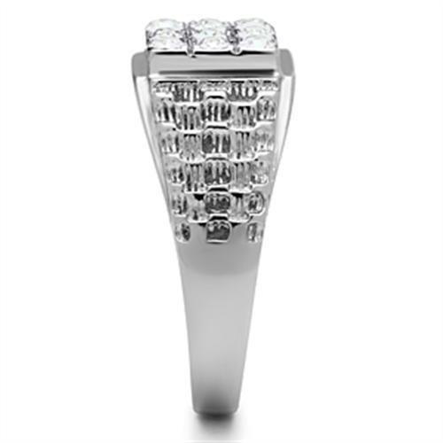 TK361 - High polished (no plating) Stainless Steel Ring with Top Grade Crystal in Clear-3