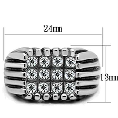TK363 - High polished (no plating) Stainless Steel Ring with Top Grade Crystal in Clear-1