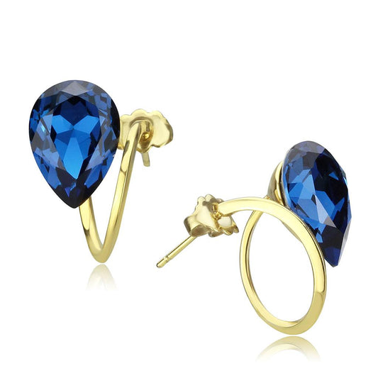 TK3648 - IP Gold(Ion Plating) Stainless Steel Earrings with Top Grade Crystal in Montana-0
