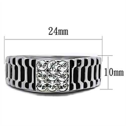 TK368 - High polished (no plating) Stainless Steel Ring with Top Grade Crystal in Clear-1