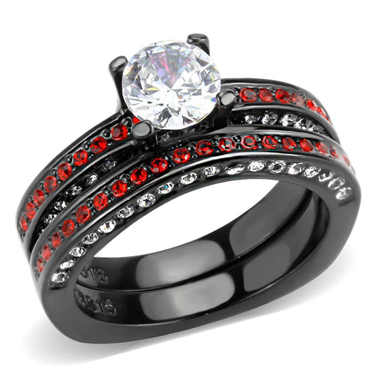 TK3695 - IP Black(Ion Plating) Stainless Steel Ring with AAA Grade CZ in Clear-0