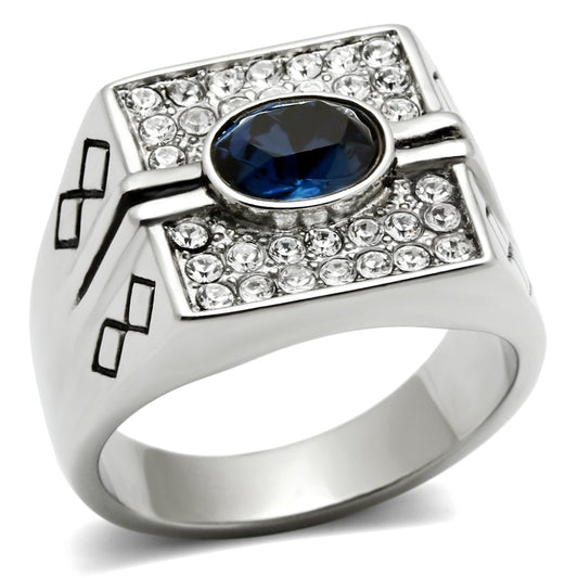 TK369 - High polished (no plating) Stainless Steel Ring with Top Grade Crystal in Montana-0