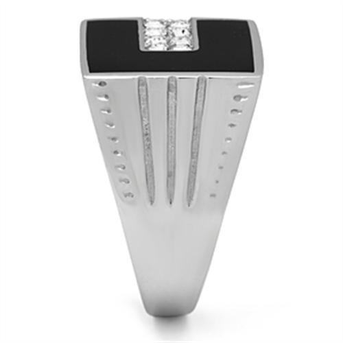 TK388 - High polished (no plating) Stainless Steel Ring with Top Grade Crystal in Clear-4