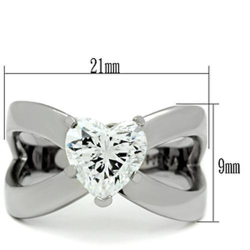 TK390 - High polished (no plating) Stainless Steel Ring with AAA Grade CZ in Clear-1