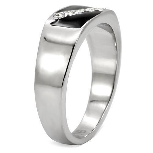 TK414701 - High polished (no plating) Stainless Steel Ring with Top Grade Crystal in Clear-4