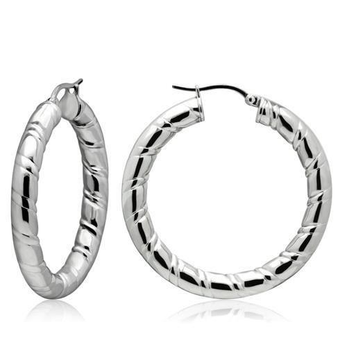 TK431 - High polished (no plating) Stainless Steel Earrings with No Stone-0