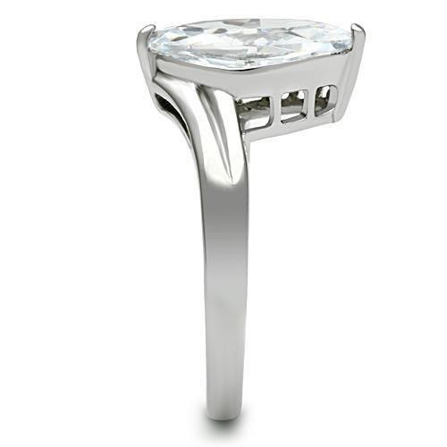 TK475 - High polished (no plating) Stainless Steel Ring with AAA Grade CZ in Clear-4