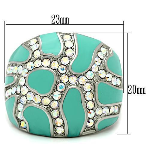 TK507 - High polished (no plating) Stainless Steel Ring with Top Grade Crystal in Aurora Borealis (Rainbow Effect)-1