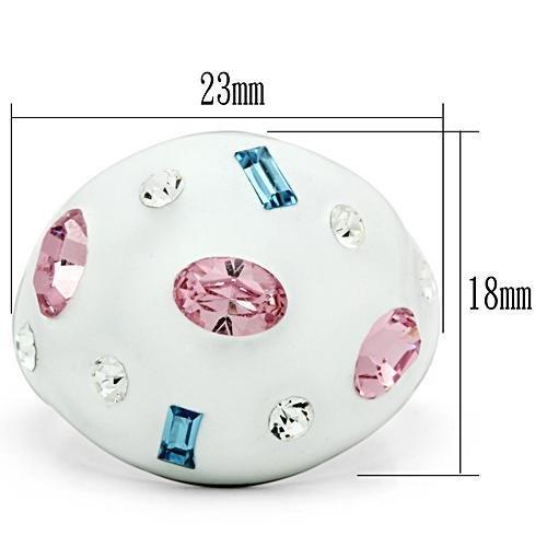 TK512 - High polished (no plating) Stainless Steel Ring with Top Grade Crystal in Multi Color-1