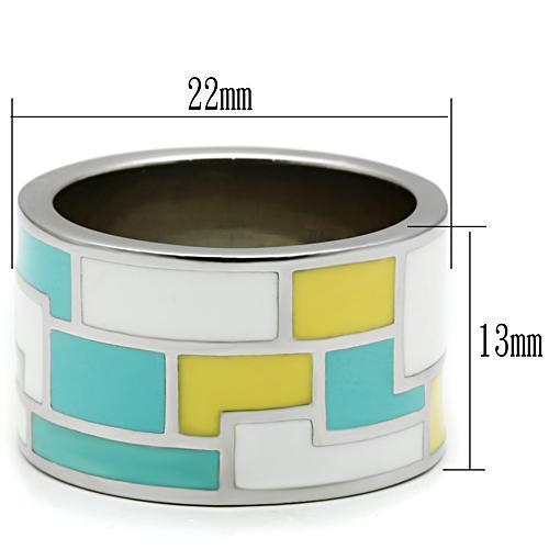 TK514 - High polished (no plating) Stainless Steel Ring with Epoxy in Multi Color-1