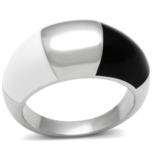 TK515 - High polished (no plating) Stainless Steel Ring with Epoxy in Multi Color-0