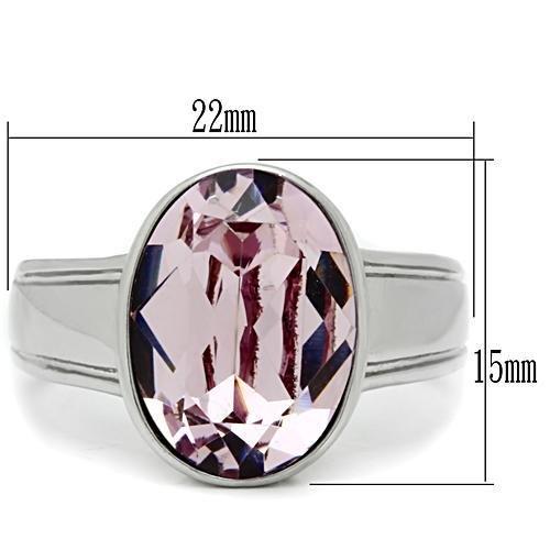 TK522 - High polished (no plating) Stainless Steel Ring with Top Grade Crystal in Light Amethyst-1