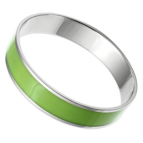TK531 - High polished (no plating) Stainless Steel Bangle with Epoxy in Emerald-0