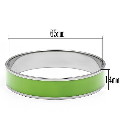TK531 - High polished (no plating) Stainless Steel Bangle with Epoxy in Emerald-1