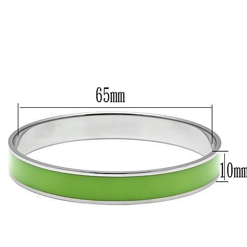 TK535 - High polished (no plating) Stainless Steel Bangle with Epoxy in Emerald-1