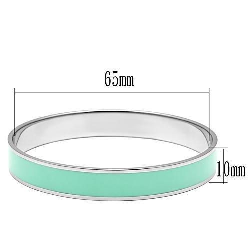 TK537 - High polished (no plating) Stainless Steel Bangle with Epoxy in Aquamarine-1