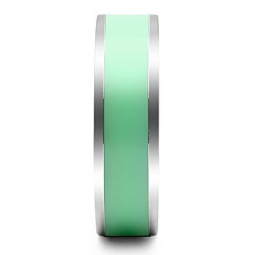 TK542 - High polished (no plating) Stainless Steel Ring with Epoxy in Aquamarine-3