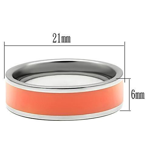 TK544 - High polished (no plating) Stainless Steel Ring with Epoxy in Orange-1