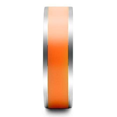 TK544 - High polished (no plating) Stainless Steel Ring with Epoxy in Orange-3