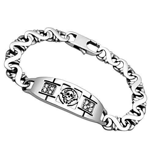 TK574 - High polished (no plating) Stainless Steel Bracelet with AAA Grade CZ in Clear-0