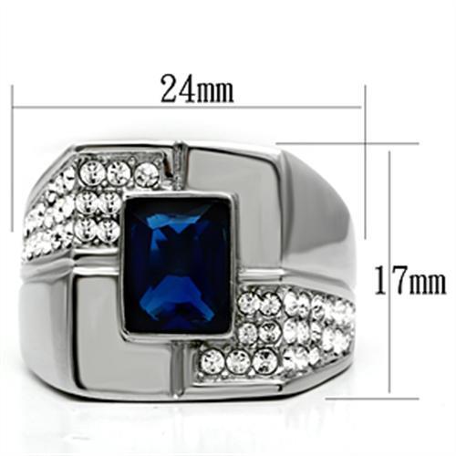 TK587 - High polished (no plating) Stainless Steel Ring with Synthetic Synthetic Glass in Montana-1