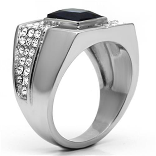 TK587 - High polished (no plating) Stainless Steel Ring with Synthetic Synthetic Glass in Montana-3