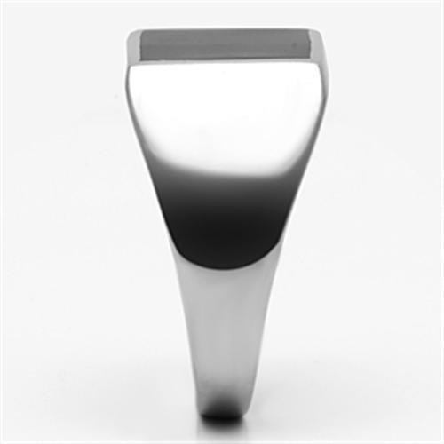 TK594 - High polished (no plating) Stainless Steel Ring with Epoxy in Jet-3