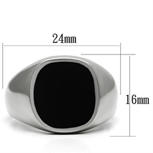 TK595 - High polished (no plating) Stainless Steel Ring with Epoxy in Jet-1